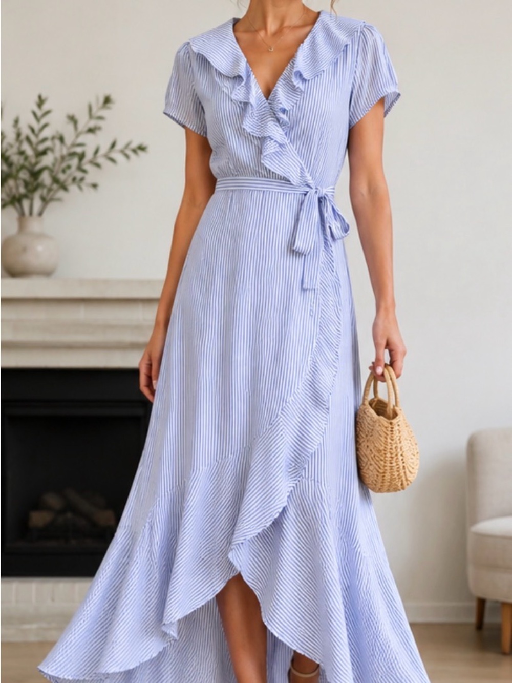 Light Blue Striped Midi Dress  “The New Beginnings Collection”